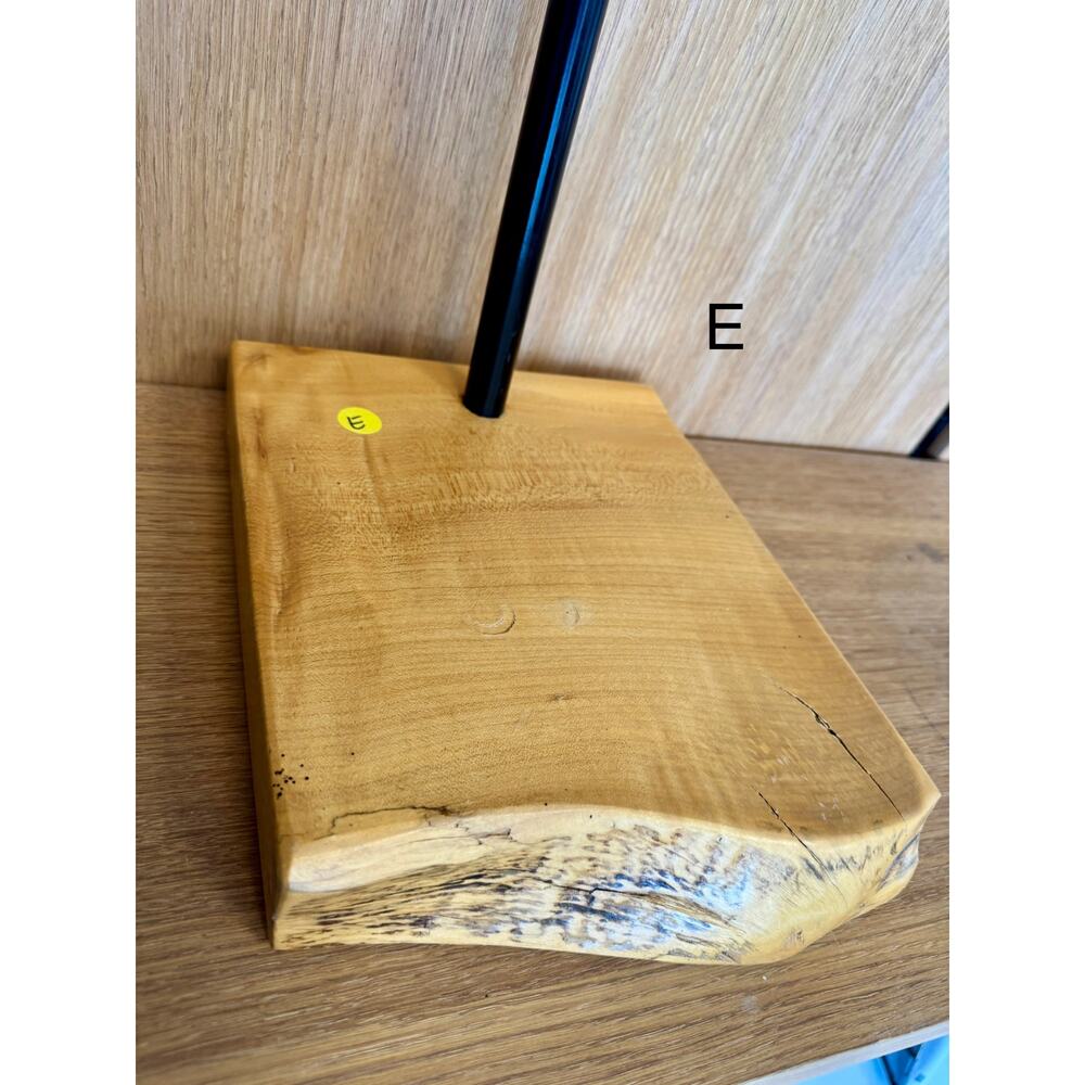 “E” Custom Steel & Wood Retail Display Stand LIVE edge– Adjustable Height